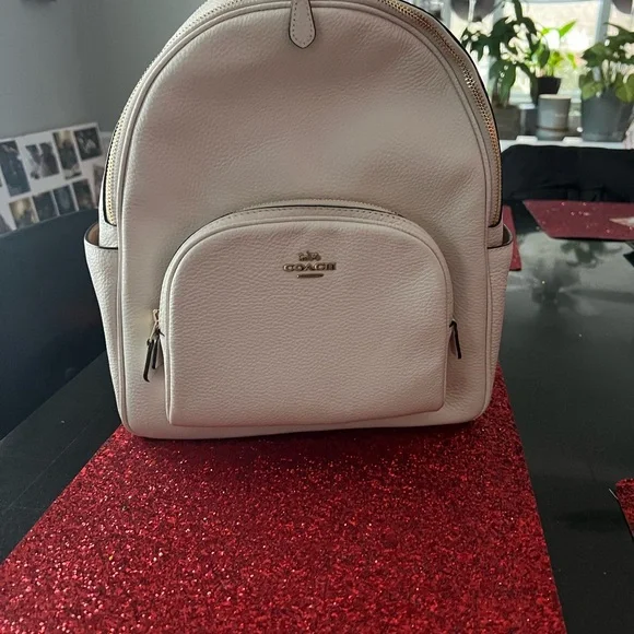 Coach | Bags | Coach Cream Leather Backpack With Structured  display picture 3